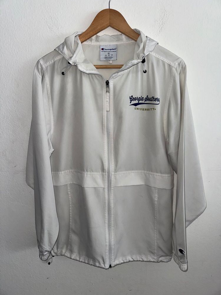 Champion White Zip-Up Hooded Jacket
